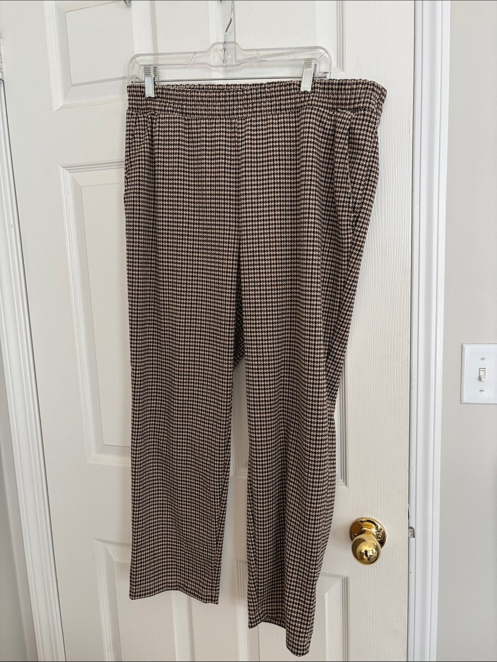 a new day Brown Houndstooth Elastic Waist women’s Pants